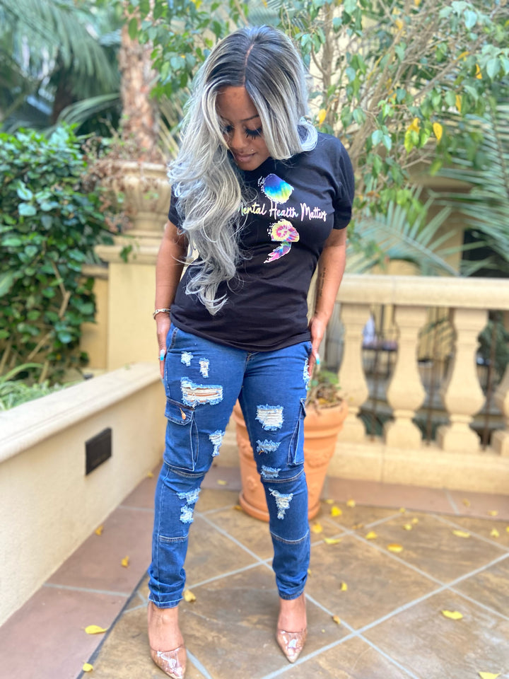 Destructed Cargo Skinny Jean