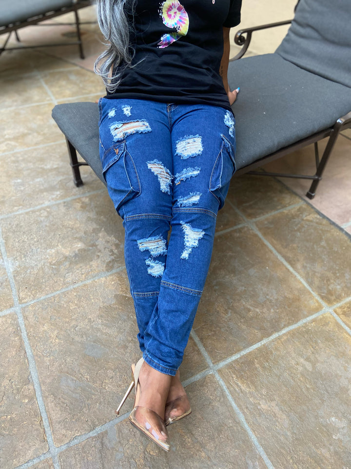 Destructed Cargo Skinny Jean